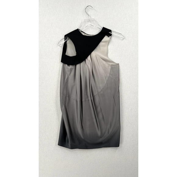 NARCISO RODRIGUEZ Tunic Dress Womens XS Gray Black Ombre Silk Asymmetrical Mini - Picture 13 of 16